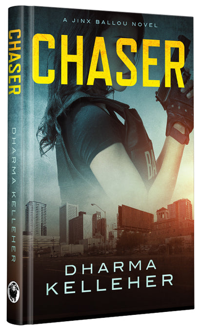 The hardcover version of Chaser, the first book in the Jinx Ballou crime thriller series.